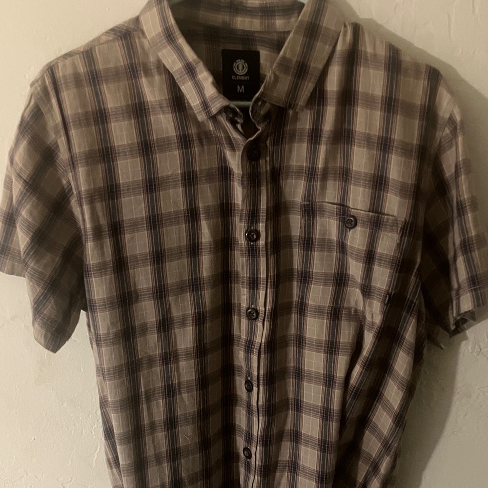 Element Men's Brown and Cream Plaid Shirt